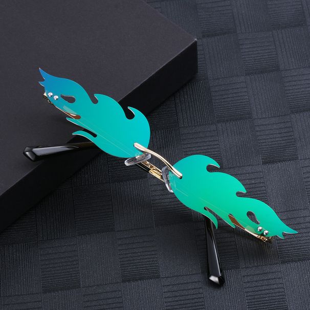 Wave Sun Glasses UV 400 Fire Flame Sunglasses Women Men Rimless Eyewear Narrow Sunglasses Streetwea Fashion Sunglasses_desvips.com