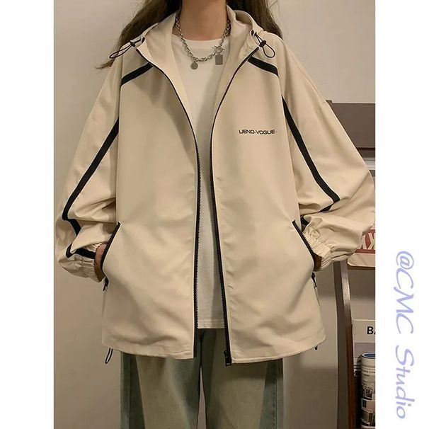 Women's Outdoor Jacket With Hood, Spring And Autumn Style, High-End Feel, Casual Oversize Coat, Loose Fit For Students_desvips.com