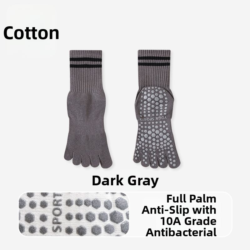 Women's Non-Slip Yoga Pilates Socks Professional Five Finger Mid Calf Split Toe Sports Fitness Indoor Special_desvips.com