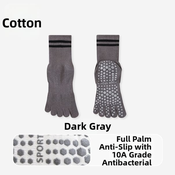 Women's Non-Slip Yoga Pilates Socks Professional Five Finger Mid Calf Split Toe Sports Fitness Indoor Special_desvips.com