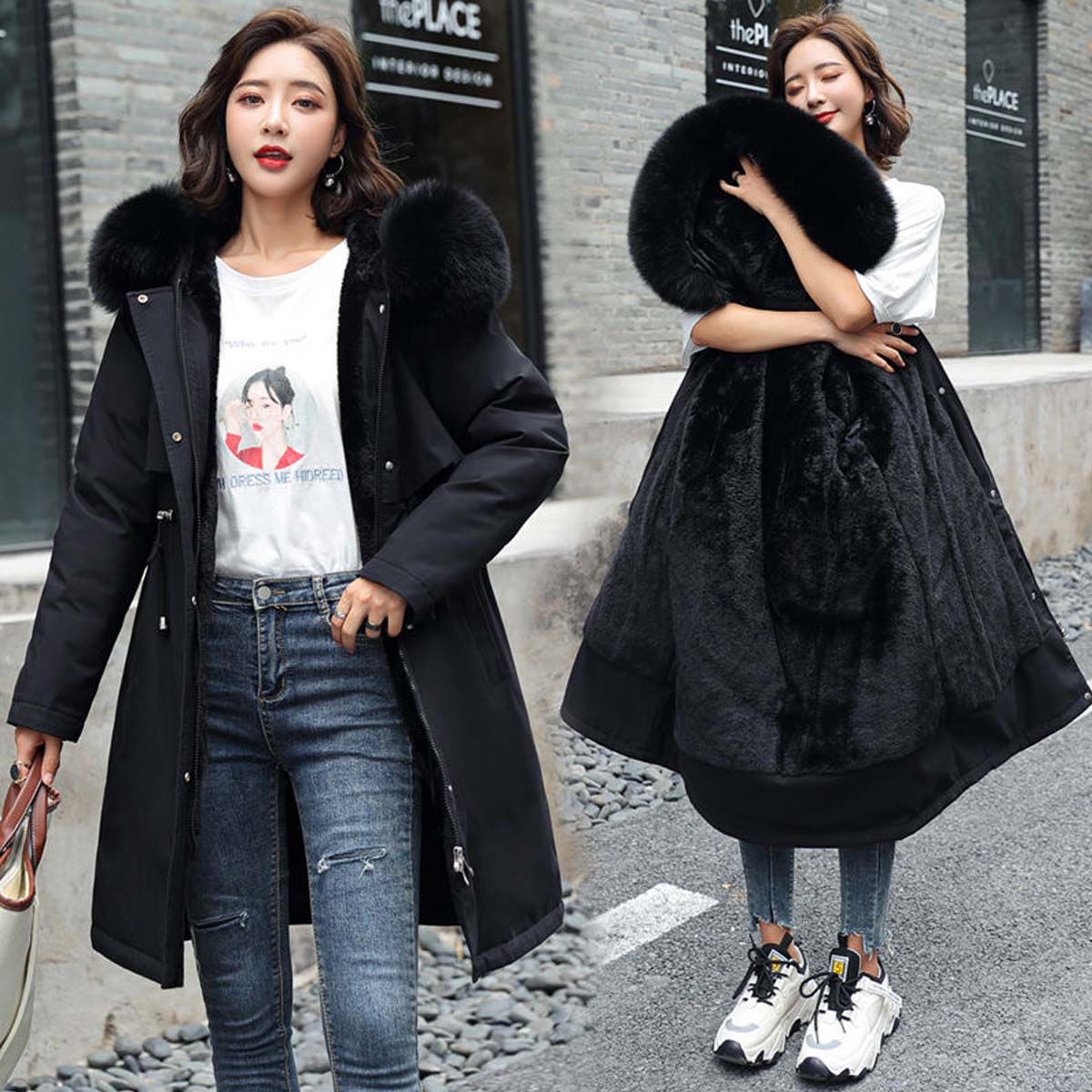 women's clothing new fashion winter coats jacket for women mid length hooded korean style thickened winter coats loose jacket_desvips.com
