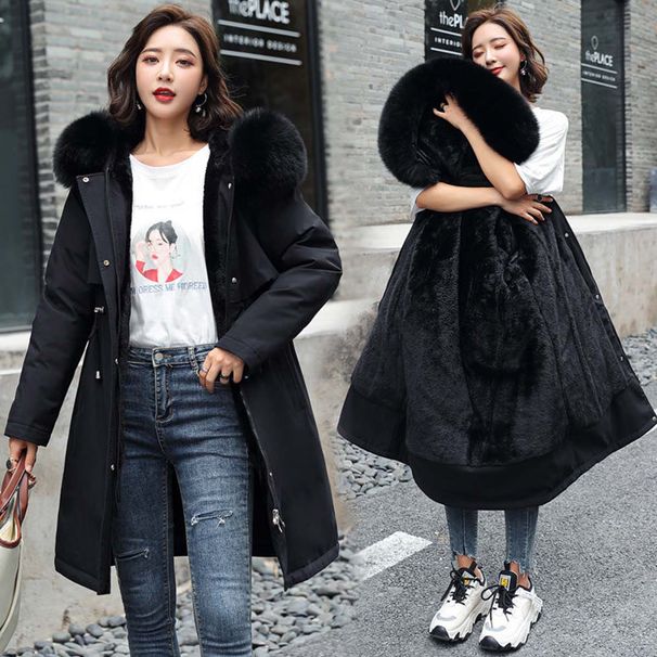 women's clothing new fashion winter coats jacket for women mid length hooded korean style thickened winter coats loose jacket_desvips.com