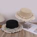 New Spring/Summer French Lace Trimmed Straw For Women, Casual Flat-Top Sun Hat, Beach Hat_desvips.com