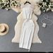 Women's Clothing sleeveless tops all match high waist skirt temperament lady style two piece suit_desvips.com