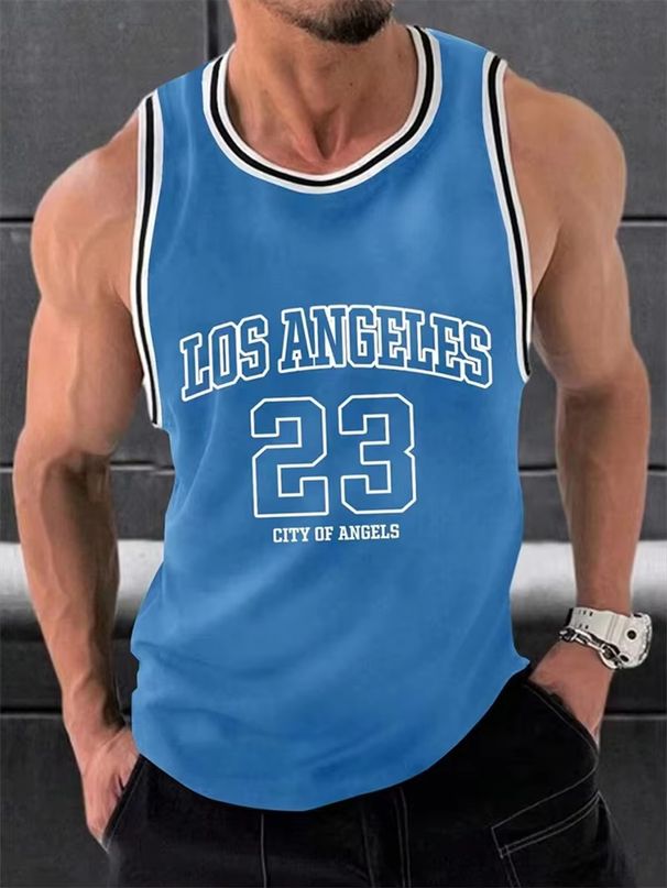 Simple Fashion Letters Graphic Basketball Tank Summer Trend Streetwear 3D Printed Sports Vest Loose Breathable Fitness_desvips.com