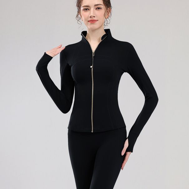 Autumn Winter New Sports Jacket Cycling Set Yoga Outfit Women Slim Fit High-End Fitness Long Sleeve_desvips.com