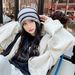 Women's Autumn Winter New Rolled Edge Striped Ear Protection Warm Internet Celebrity Slouchy Knitted Hat Korean Version_desvips.com