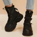 White Chunky Platform Motorcycle Women Buckle Lace Up Thick Bottom Ankle Boots Woman Autumn Fashion Vulcanized Shoes_desvips.com