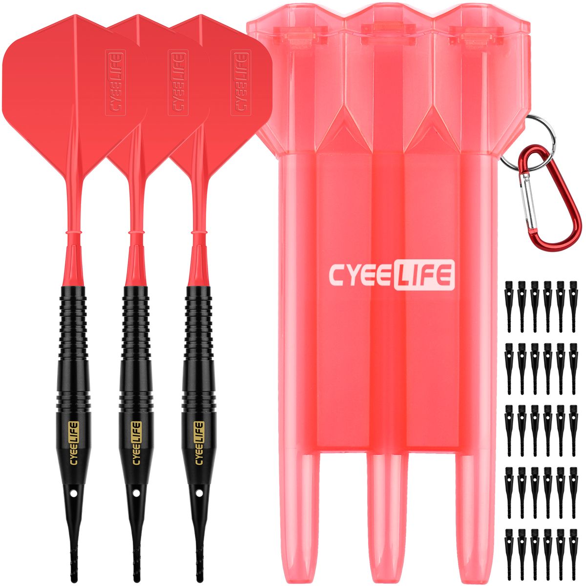 CyeeLife Brass Soft Tip Darts 16g With Carry Case And Extra Plastic Points & Flights,Professional Electronic Dart Set_desvips.com