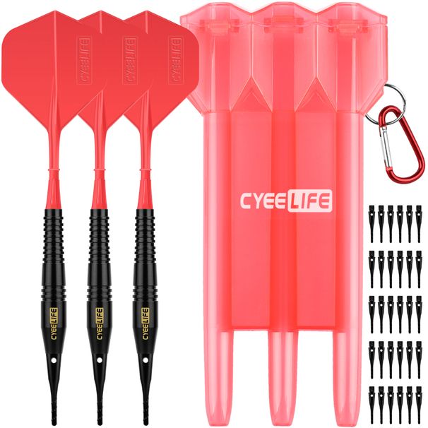 CyeeLife Brass Soft Tip Darts 16g With Carry Case And Extra Plastic Points & Flights,Professional Electronic Dart Set_desvips.com