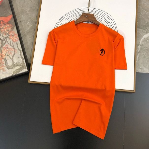 European Style Light Luxury Mercerized Cotton Short Sleeve T-Shirt Men's Fashion Versatile High-End Embroidered Crew_desvips.com