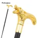 Golden Wolf Head Biting Walking Cane Fashion Decorative Stick Gentleman Cosplay Cane Knob Crosier 92cm Performance Stage Cane_desvips.com