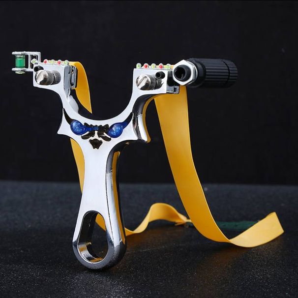 Alloy Steel Slingshot Silver Slingshot 11.5*8.5*1.3 Cm Suitable For Outdoor Competitions, Fitness Shooting, Hunting, Fishing (Slingshot Only)_desvips.com
