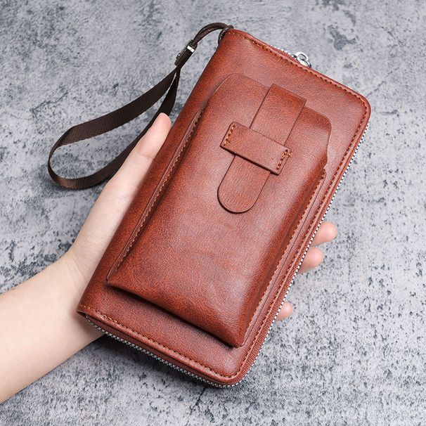 Men's Wallet Long New Wallet Multi-card Wallet Two-in-one Men's Business Zipper Multi-functional Mobile Phone Bag_desvips.com