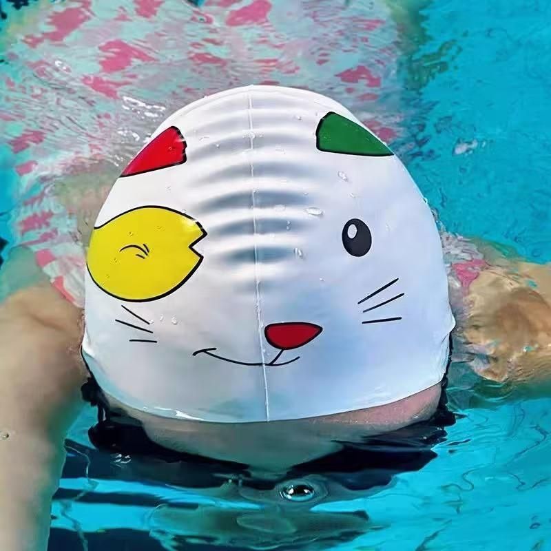 Cat-themed Waterproof Silicone For Hair Protection, Chlorine-resistant, Professional Long-hair Cap, Cute Summer Swim_desvips.com