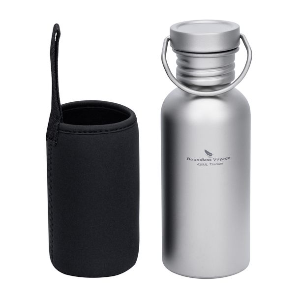Boundless Voyage Wide Mouth Titanium Water Reusable Sport Drinking Bottle For Camping Hiking Picnic Climbing Running_desvips.com