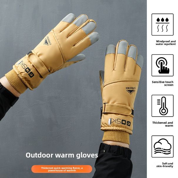 Men's Ski Gloves Winter Warm Touchscreen Cotton Thickened Fleece Riding Electric Bike Coldproof Windproof Outdoor_desvips.com