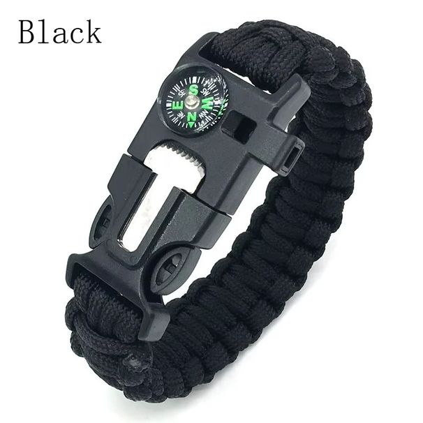 (No Flint) Outdoor Survival Umbrella Rope SOS Emergency Rescue Bracelet Compass Sport Tactical Whistle Bracelets_desvips.com