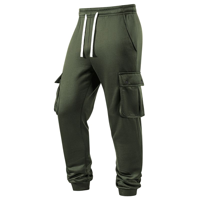 Mens Athletic Workout Running Jogging Sweatpants With Cargo Flap Pockets Fall Winter Warm Cozy Joggers Pants Trousers_desvips.com