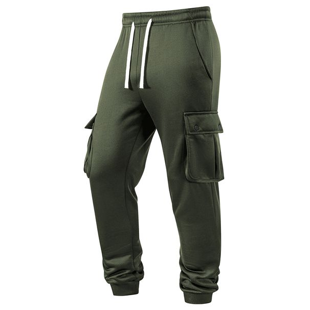 Mens Athletic Workout Running Jogging Sweatpants With Cargo Flap Pockets Fall Winter Warm Cozy Joggers Pants Trousers_desvips.com