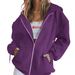 Oversize Zipper Solid Color Trendy Loose Plus Size Women's Cardigan Sweatshirt_desvips.com