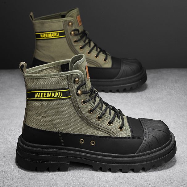 Martin Boots Men's High Top Spring New Thick-soled Canvas Casual Sports Boots Men's Work Clothes Versatile Motorcycle Short Boots_desvips.com