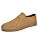 New Men's Fashion Simple Versatile Cowhide Casual Shoes Comfortable Convenient Slip-On Low-Top Lace-Up Sneakers_desvips.com