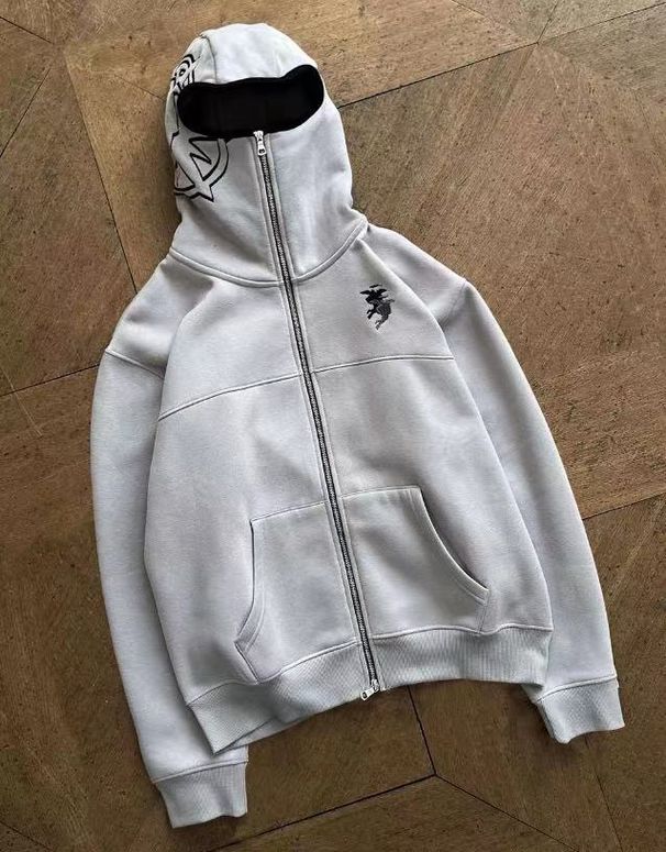 Zip-Up Hoodie Double-Ended Zipper Niche Design New Eye-Catching Simple Embroidery Jacket Sweatshirt_desvips.com