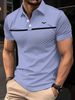 Summer Men's Slim-fit Printed Lapel Short-sleeved Shirt With LOGOPolo_desvips.com