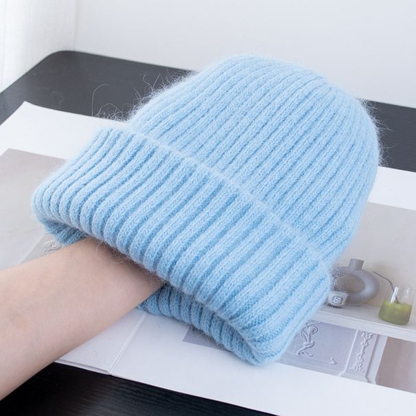 Warm Rabbit Fur Knitted Hat For Women, Double Layer Thickened Wool Ear Protection Soft And Cozy Head Wrap Casual Cold_desvips.com