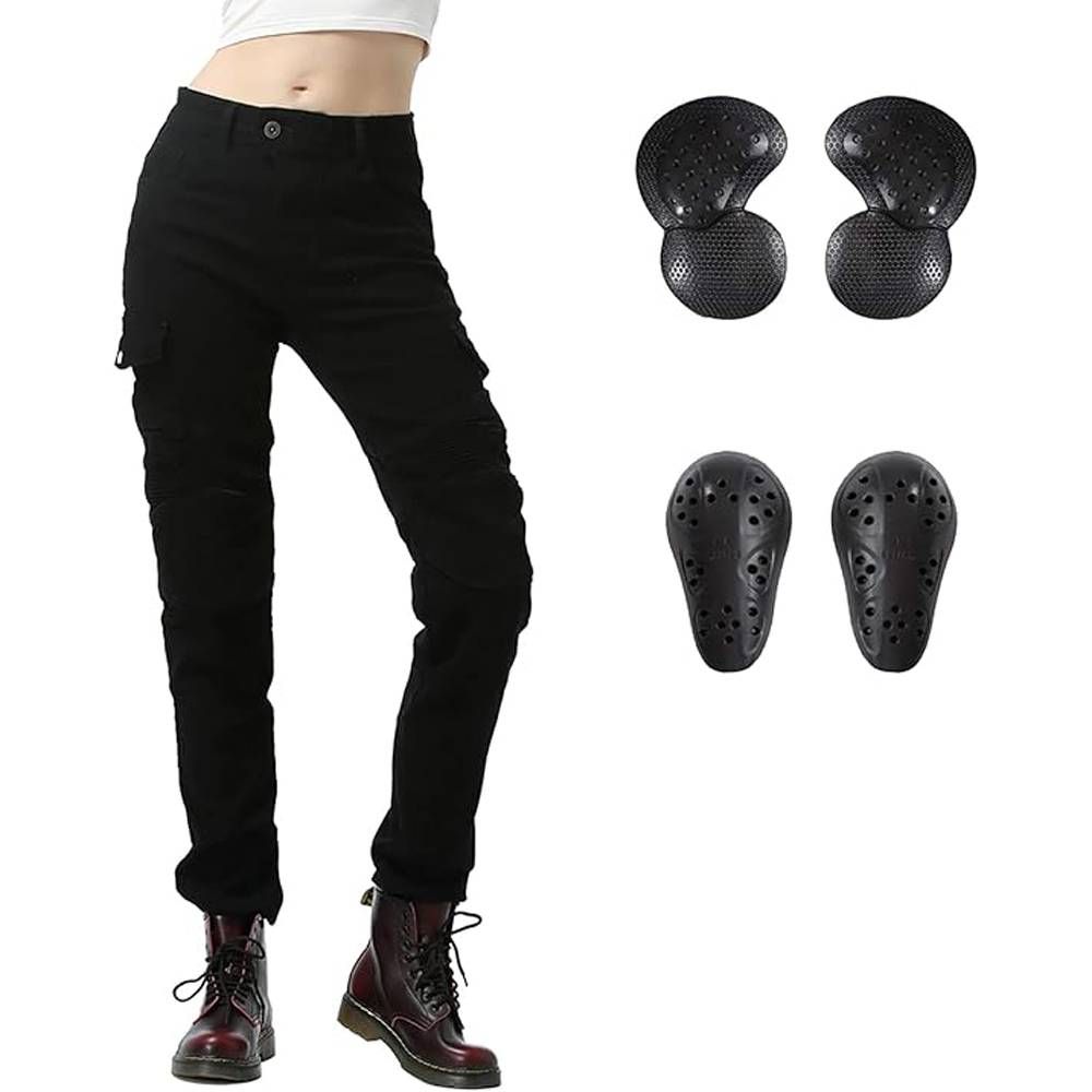 Motorcycle Riding Pants Motorcycle Jeans Slim Fit With CE Knee Hip Removable Protector Women's Armor_desvips.com