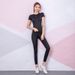 Women's Gym Yoga Wear Two Piece Set Sports Casual Suit Trendy Sports T-Shirt Fitness Body Building_desvips.com