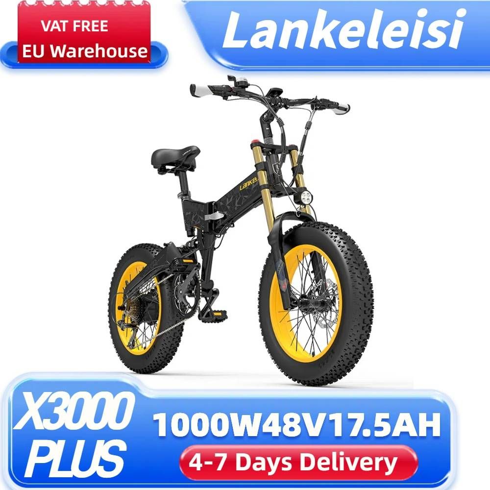 LANKELEISI X3000 Plus Electric Bike 20'' Tires 1000W Motor 48V 17.5Ah Battery_desvips.com