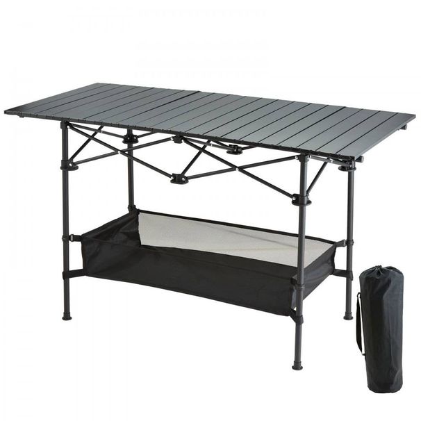 Picnic Table Camping Table Party 120×70×55 CM Portable Outdoor Lightweight Aluminum Roll-Up Folding Foldable Picnic Table Camping Table With Carry Bag_desvips.com