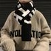 Letter Couple Scarf Men Winter 2025 New Style Gift For Boyfriend Versatile Trendy Men's Christmas Neck Warmer_desvips.com