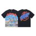 High Street Trendy Brand Heavy-Duty Washed Distressed Skull Letter Print_desvips.com