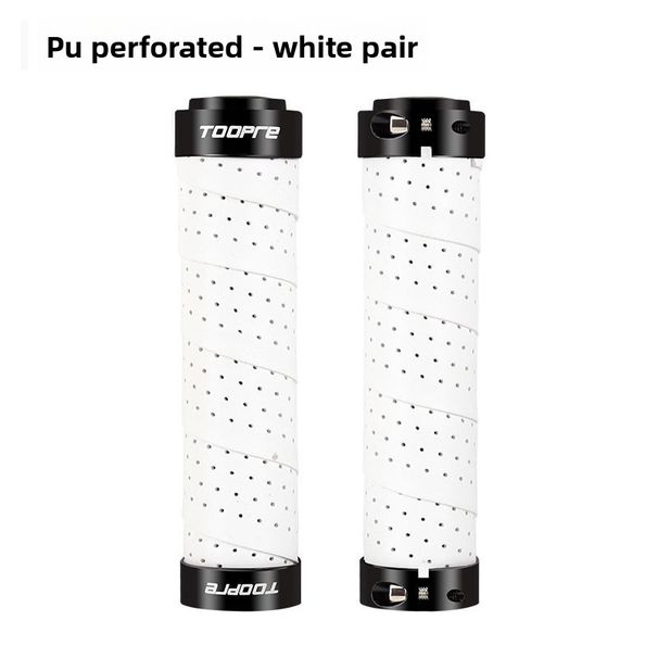 TOOPRE Mountain Bike Handlebar Grs PU Perforated Leather Colorful Non-Sl Breathable Aluminum Alloy Double Locking_desvips.com