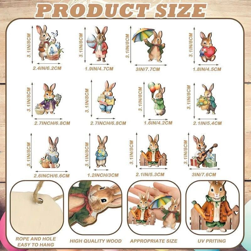 ornaments, Spring Tree Happy Easter Bunny Decorations, Handmade Wooden Ornaments_desvips.com