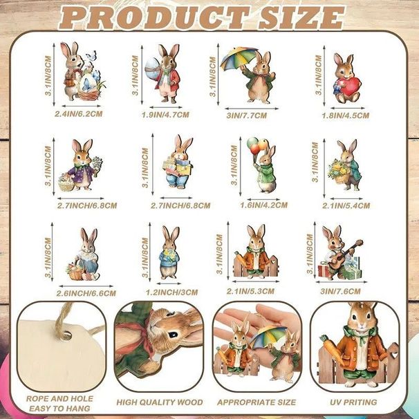 ornaments, Spring Tree Happy Easter Bunny Decorations, Handmade Wooden Ornaments_desvips.com