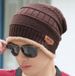 Set With Pullover Scarf, Fleece-Lined Thickened For Men, Korean Style Autumn And Winter Unisex Knitted Hat_desvips.com