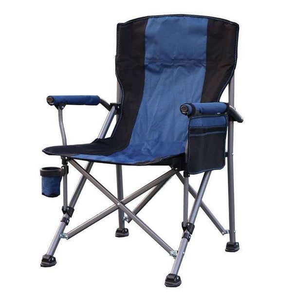 Outdoor Folding Chair Portable Self Driving Camping Director Chair Bold Backrest Armrest Horseshoe Beach Fishing Chair_desvips.com