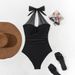 2026 New European And American Foreign Trade Solid Color Mesh Patchwork Push-Up Sexy One-Piece Bikini Swimsuit For Women_desvips.com
