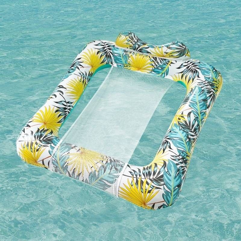 Square Inflatable Lounge Float With Hump Mesh - Heavy-Duty Floating Bed For Adults (Non-Slip Quick-Dry Pool & Lake Use)_desvips.com