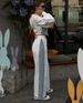 2024 Style Fashionable Casual Hoodie With Denim Patchwork Hooded Top And Pants Two-piece Set For Women's Clothing_desvips.com