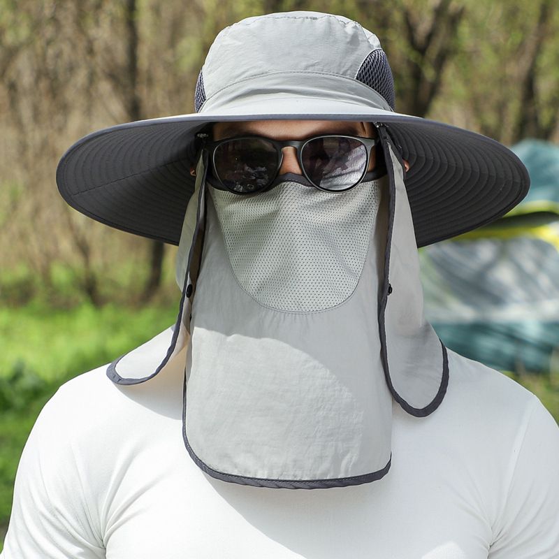 Large Size Big Head Circumference Round Face Above Fisherman Hat Men's Sun Hat Summer Outdoor Fishing Hat Sun Protection Face Cover_desvips.com