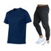Summer Men's Solid Color Simple Round Neck Cotton T-Shirt + Long Pants Fashion Versatile Two-Piece Set_desvips.com
