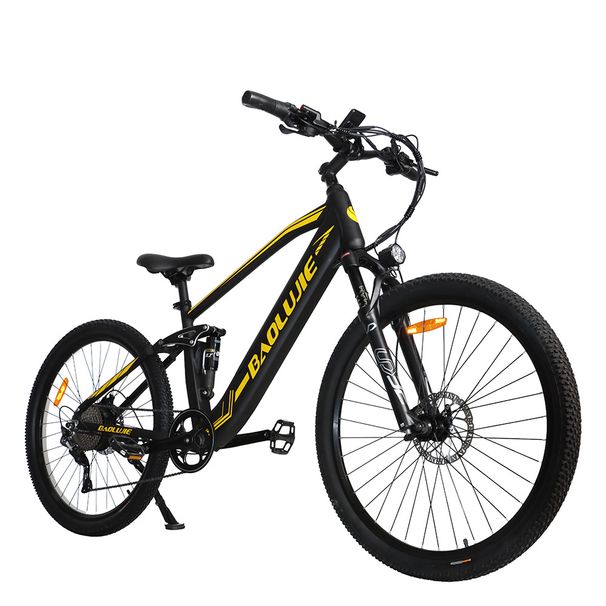 BAOLUJIE S9 Full Suspension Mountain Electric Bike, 48V 14Ah Removable Battery_desvips.com