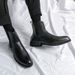 British Style Men's Chelsea BootsLeather Lined Round Toe Low-Heel Ankle Booties Versatile Casual Business Dress Shoes For Work DailyParties Big Sizes_desvips.com