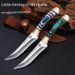 Authentic Mongolian Style Curved Meat Knife - Handcrafted Stainless Steel Blade With PU Leather Sheath (Red/Green/Blue Handle)_desvips.com
