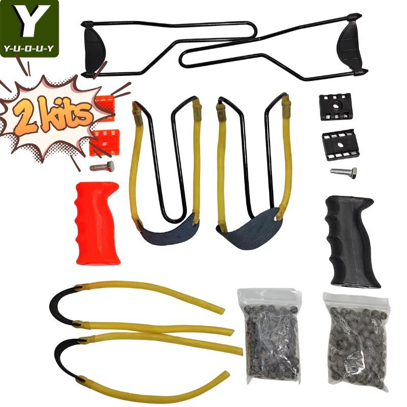YUOUY 2PCS Portable Slingshots Kit - Heavy-Duty Metal Frame With Ergonomic Handles For Adults_desvips.com